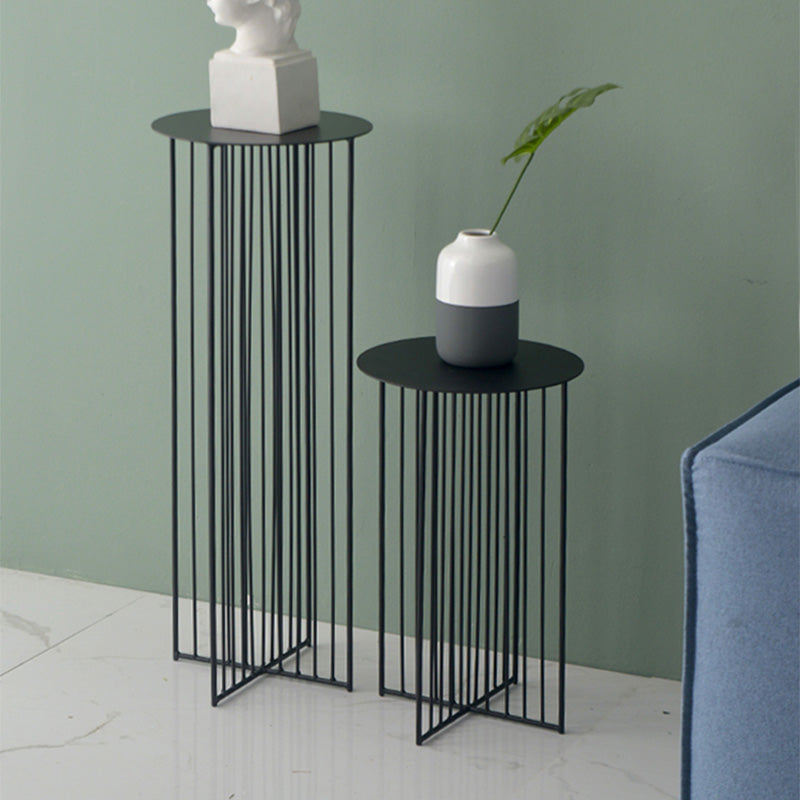 Mid-Century Modern Round Iron End Table Dia 11.81" Pedestal Side Table Clearhalo 'Coffee & Accent Tables' 'End & Side Tables' 'end_side_tables' 'furn' 'furn_end_side_tables' 'Furniture' 'Living Room Furniture' 5485310