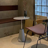 Dia 15.75 "/19.69" Tableau de table ronde métallique Table d'appoint avec accent en béton avec accent en béton