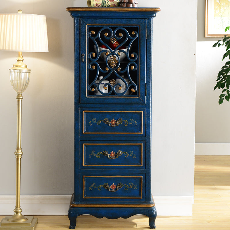 Industrial Wood Accent Cabinet with Drawers Side Cabinet with Bracket Legs 25.5"L x 14"W x 61"H Blue Clearhalo 'Cabinets & Chests' 'cabinets_chests' 'furn' 'furn_cabinets_chests' 'Furniture' 'Living Room Furniture' 5485467