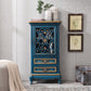 Industrial Wood Accent Cabinet with Drawers Side Cabinet with Bracket Legs 25.5"L x 14"W x 47"H Blue Clearhalo 'Cabinets & Chests' 'cabinets_chests' 'furn' 'furn_cabinets_chests' 'Furniture' 'Living Room Furniture' 5485470