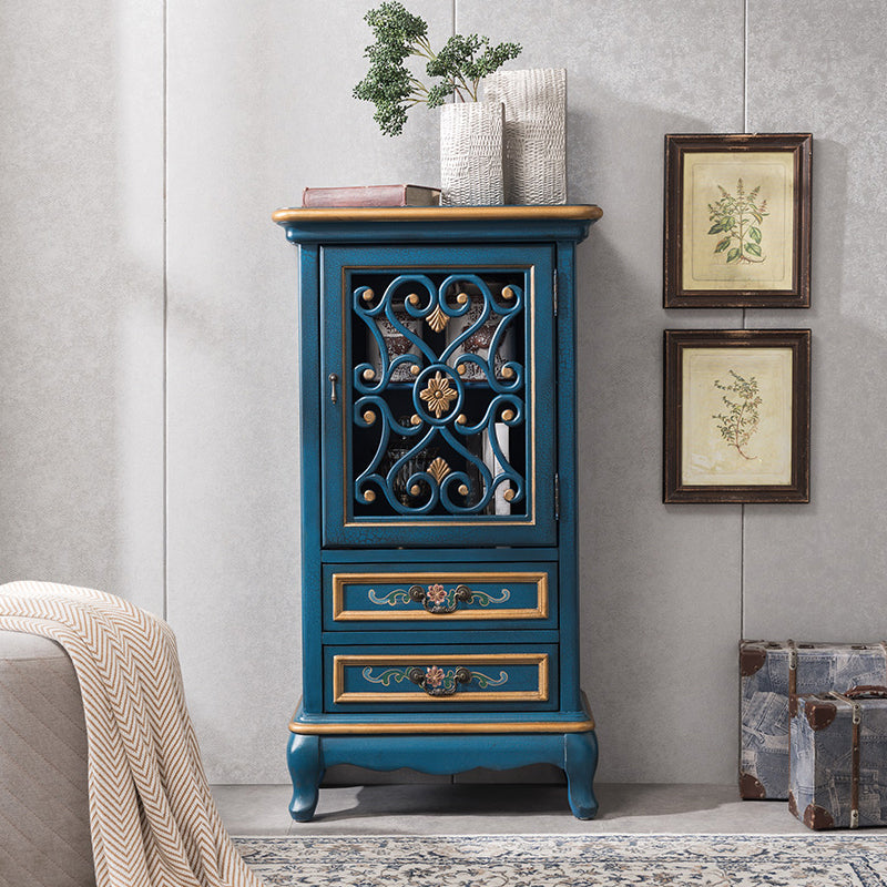 Industrial Wood Accent Cabinet with Drawers Side Cabinet with Bracket Legs 25.5"L x 14"W x 47"H Blue Clearhalo 'Cabinets & Chests' 'cabinets_chests' 'furn' 'furn_cabinets_chests' 'Furniture' 'Living Room Furniture' 5485470