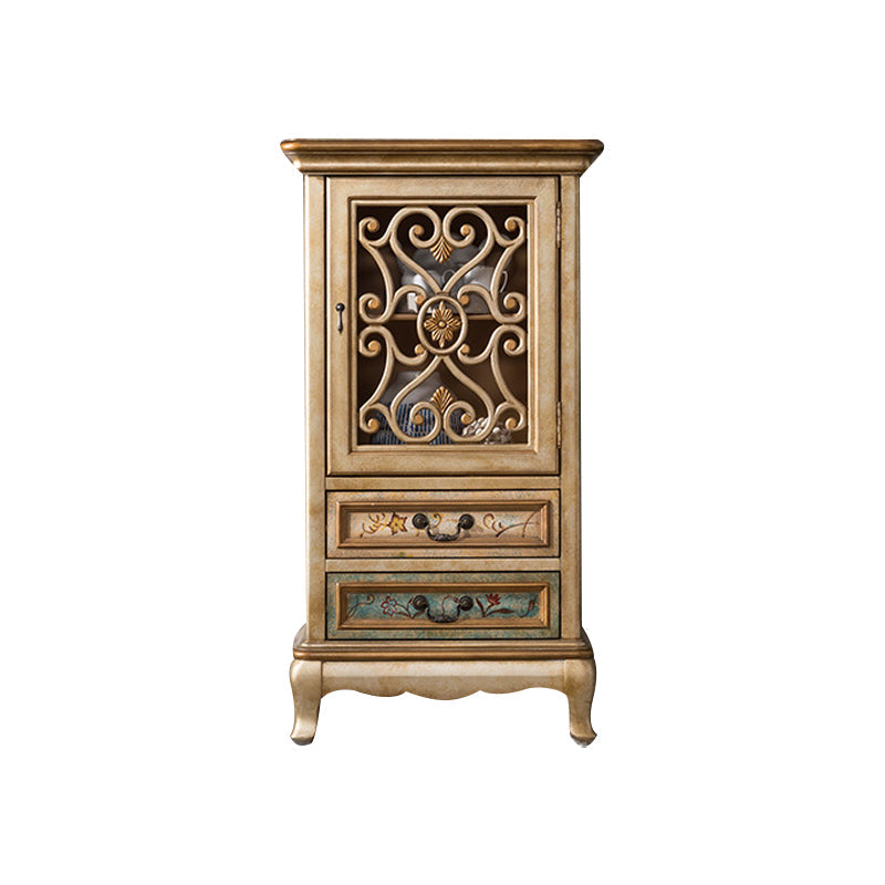 Industrial Wood Accent Cabinet with Drawers Side Cabinet with Bracket Legs 25.5"L x 14"W x 47"H Gold Clearhalo 'Cabinets & Chests' 'cabinets_chests' 'furn' 'furn_cabinets_chests' 'Furniture' 'Living Room Furniture' 5485471