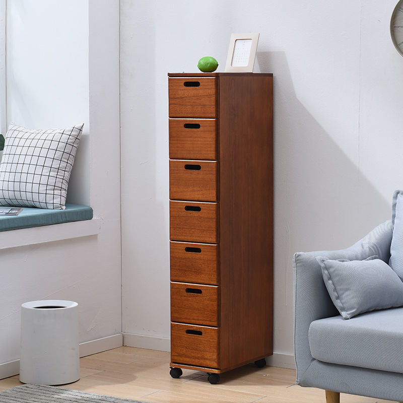 Solid Wood Rectangle Accent Chest with Drawers Chest 7.87" Long 8"L x 16.5"W x 49"H Walnut Clearhalo 'Cabinets & Chests' 'cabinets_chests' 'furn' 'furn_cabinets_chests' 'Furniture' 'Living Room Furniture' 5485508