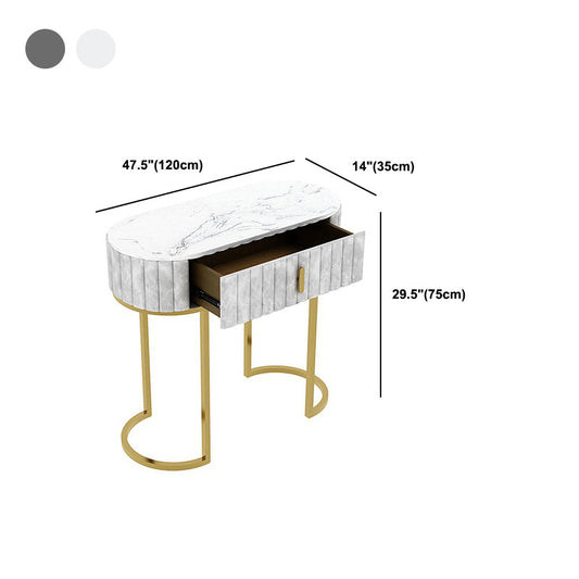 Mesa de consola de mármol oval de la mesa de acento de marco Ironcraft para el salón
