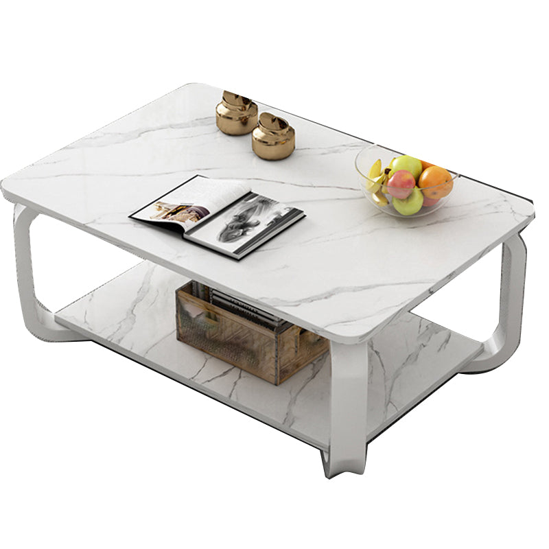 Glam Coffee Table with Cross Legs and Storage Shelf Cocktail Table Clearhalo 'Coffee & Accent Tables' 'Coffee Tables' 'coffee_tables' 'furn' 'furn_coffee_tables' 'Furniture' 'Living Room Furniture' 5485743