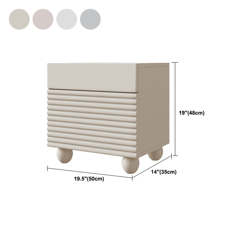 Table de nuit en bois scandinave 19 "Tablette blanche de haut avec 2 tiroirs