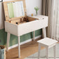 Scandinavian Wood Vanity and Stool Dressing Table with Storage