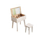 Scandinavian Wood Vanity and Stool Dressing Table with Storage