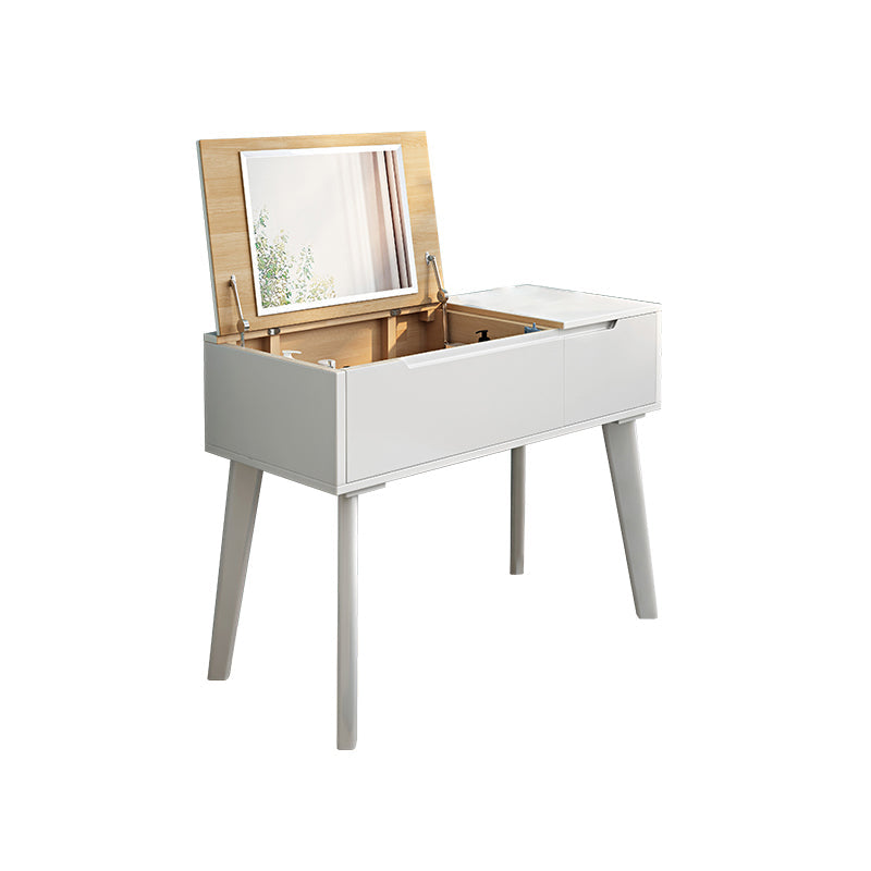 Scandinavian Wood Vanity and Stool Dressing Table with Storage
