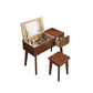 Scandinavian Wood Vanity and Stool Dressing Table with Storage