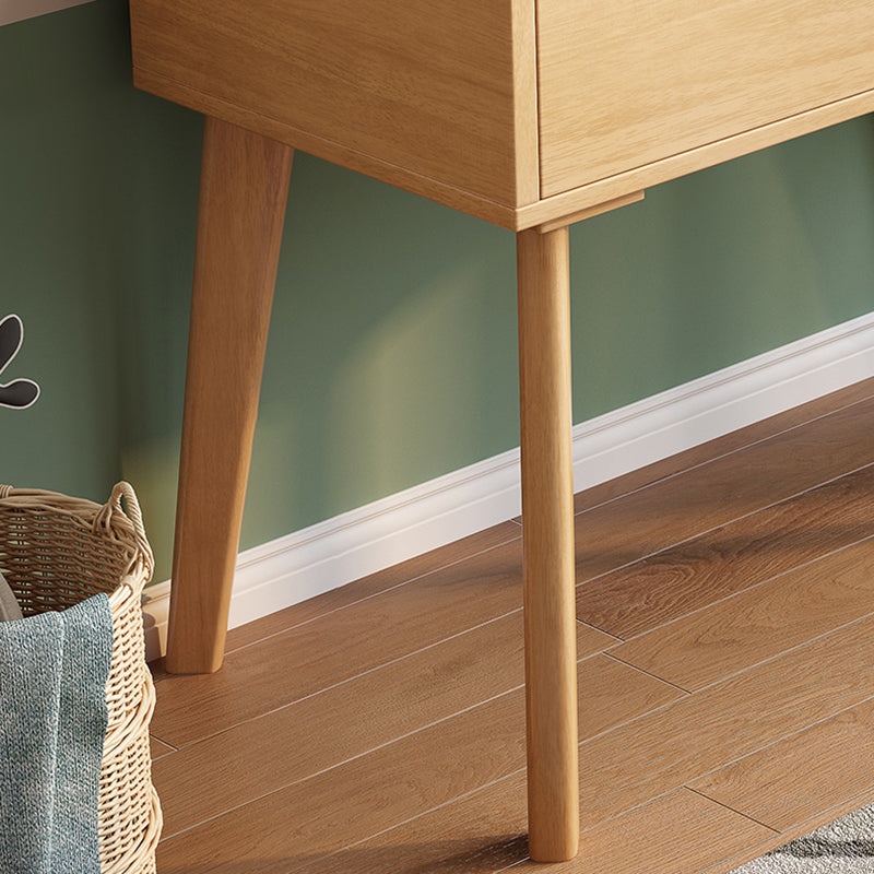 Scandinavian Wood Vanity and Stool Dressing Table with Storage