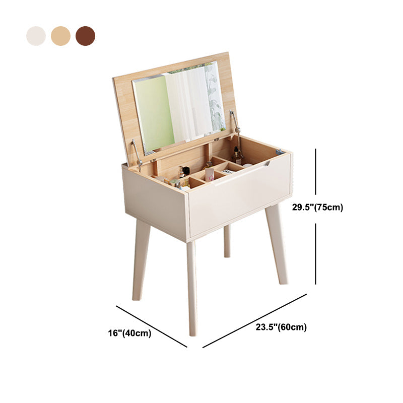 Scandinavian Wood Vanity and Stool Dressing Table with Storage