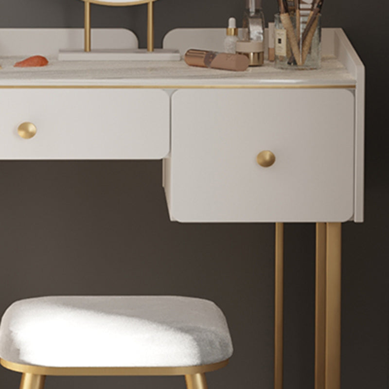 Lussuoso set di vanità con cassetti di stoccaggio 2 con sgabello imbottito in bianco/grigio