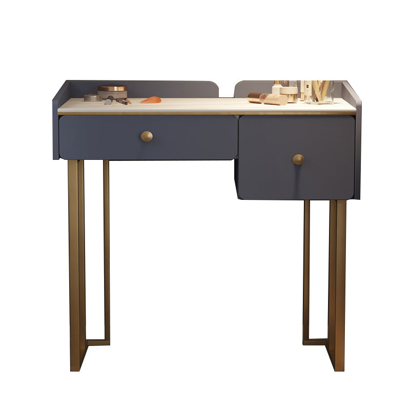 Lussuoso set di vanità con cassetti di stoccaggio 2 con sgabello imbottito in bianco/grigio