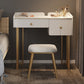 Luxurious 2 cajones de almacenamiento tocador con taburete acolchado en blanco/gris