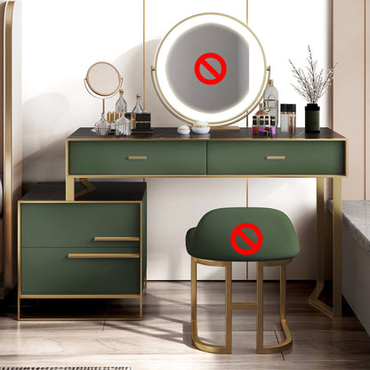 Luxurious Metal Make-up Vanity 4 Solid Wood Drawers Dressing Table