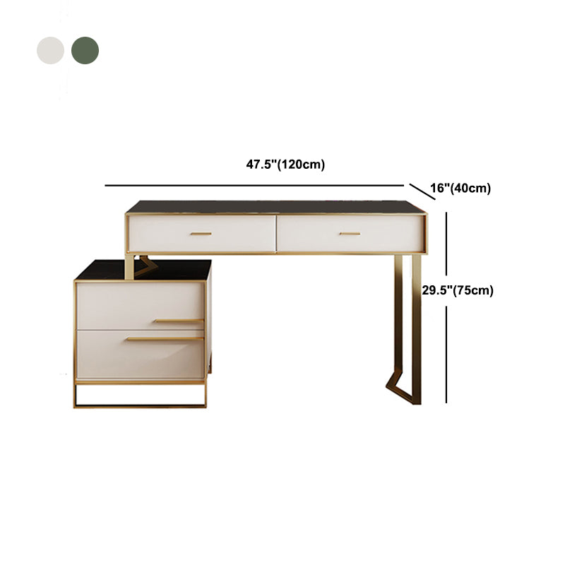 Luxurious Metal Make-up Vanity 4 Solid Wood Drawers Dressing Table