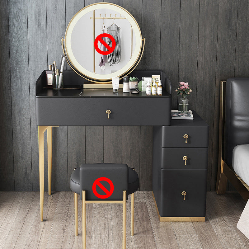 Vanité en pierre et coiffeuse de selles Vanité de maquillage en cuir faux en cuir