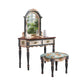 Victorian Wood Vanity Set with Stool and Mirror in Antique Oak Vanity Clearhalo 'Bedroom Furniture' 'furn' 'furn_makeup_vanities' 'Furniture' 'Makeup Vanities' 'makeup_vanities' 5489550