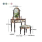 Victorian Wood Vanity Set with Stool and Mirror in Antique Oak Vanity Clearhalo 'Bedroom Furniture' 'furn' 'furn_makeup_vanities' 'Furniture' 'Makeup Vanities' 'makeup_vanities' 5489558