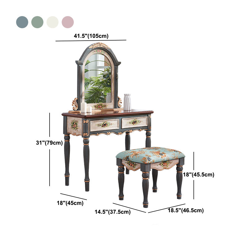 Victorian Wood Vanity Set with Stool and Mirror in Antique Oak Vanity Clearhalo 'Bedroom Furniture' 'furn' 'furn_makeup_vanities' 'Furniture' 'Makeup Vanities' 'makeup_vanities' 5489559