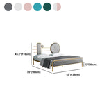 Metal Velvet Open-Frame Bed with Headboard and Metal Legs Bed