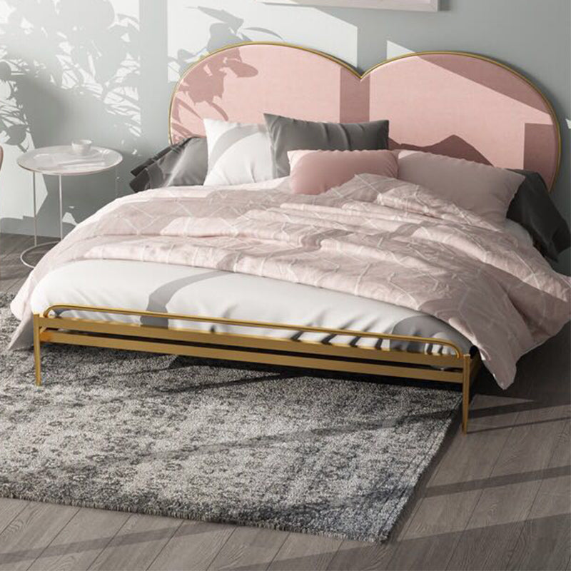 Letto a pannello in metallo, testiera imbottita a cuore, 79 pollici, colore cromo