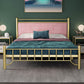 Glam -standaardbed met rechthoekig paneelhoofdeinde en metalen benen bed