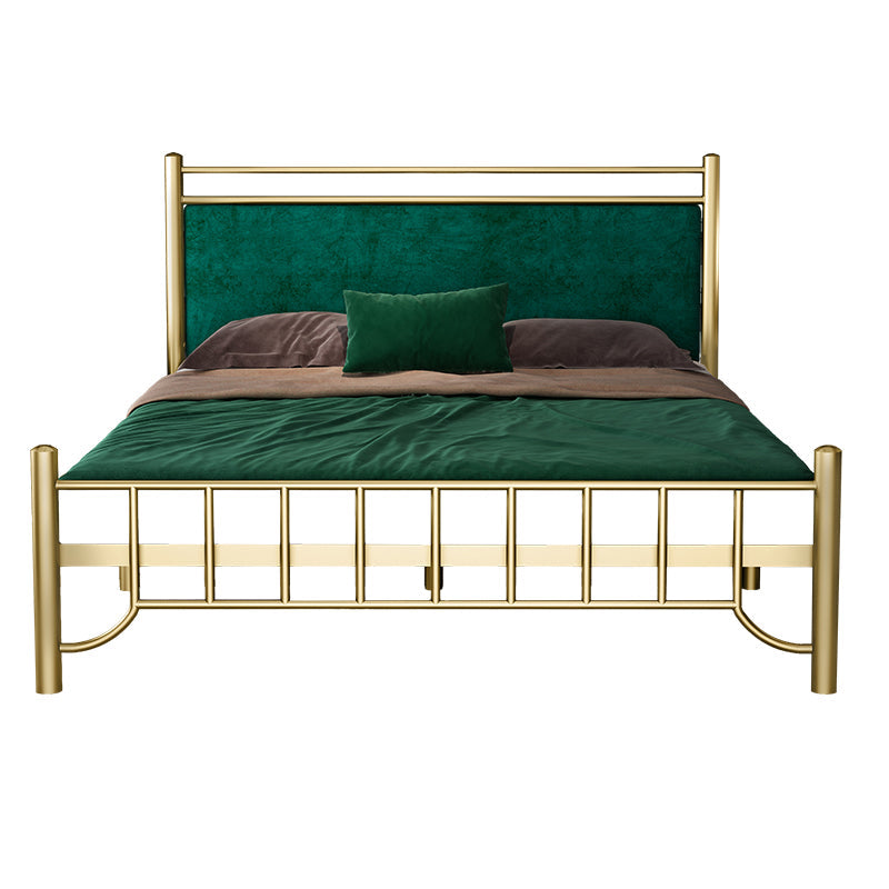 Glam -standaardbed met rechthoekig paneelhoofdeinde en metalen benen bed