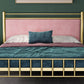 Glam -standaardbed met rechthoekig paneelhoofdeinde en metalen benen bed