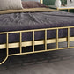 Glam -standaardbed met rechthoekig paneelhoofdeinde en metalen benen bed