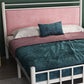 Glam -standaardbed met rechthoekig paneelhoofdeinde en metalen benen bed