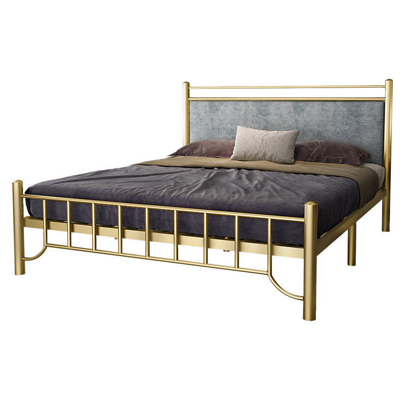 Glam -standaardbed met rechthoekig paneelhoofdeinde en metalen benen bed