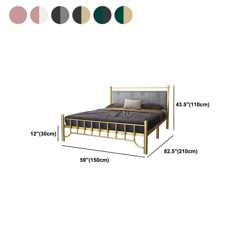 Glam -standaardbed met rechthoekig paneelhoofdeinde en metalen benen bed