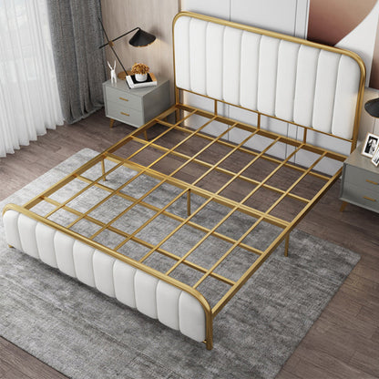 Cama rectangular de estilo glam para la cama estándar con cama de cabecera de panel