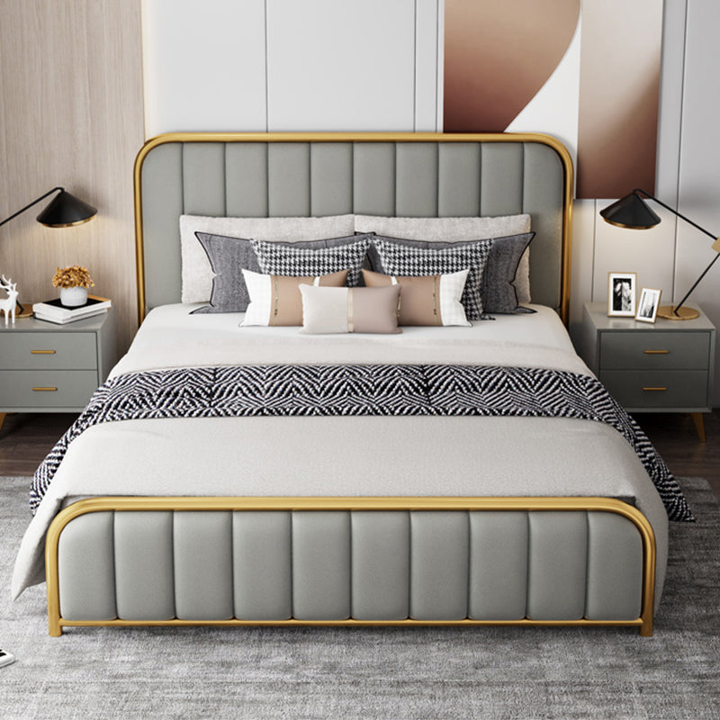 Cama rectangular de estilo glam para la cama estándar con cama de cabecera de panel