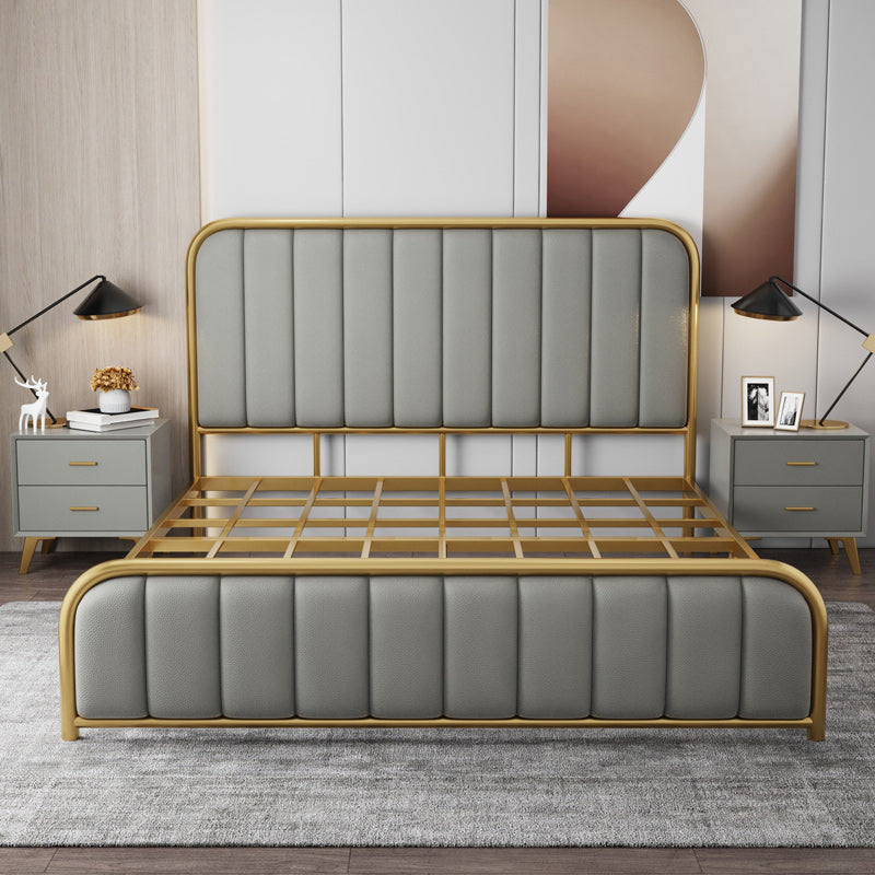 Cama rectangular de estilo glam para la cama estándar con cama de cabecera de panel