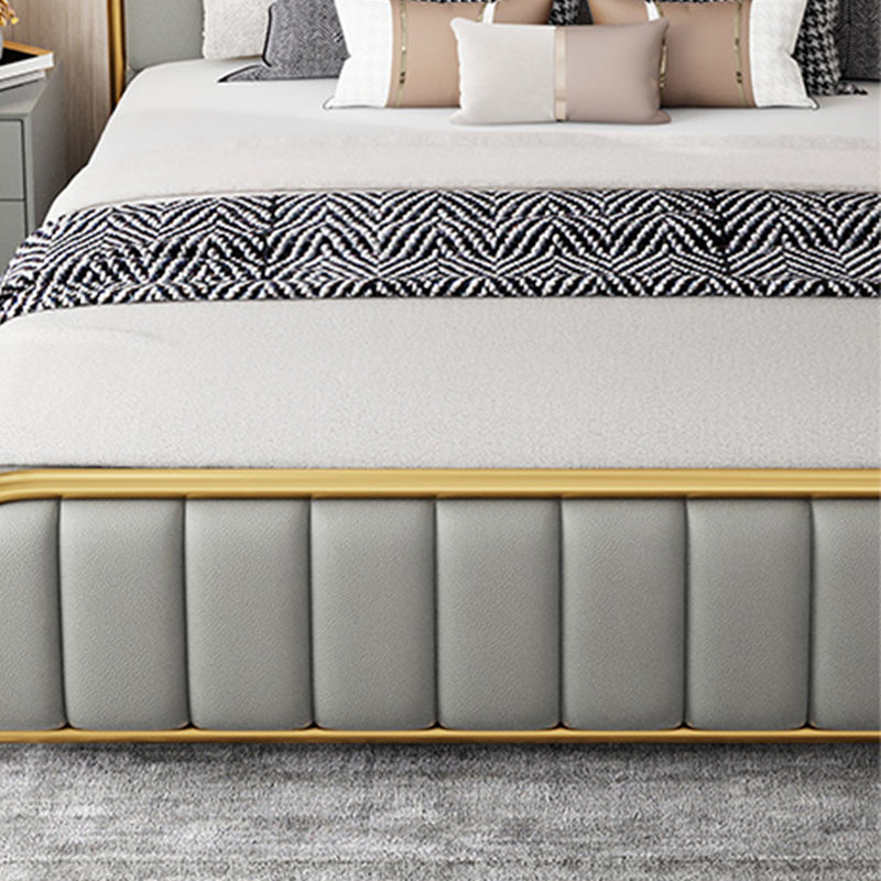 Cama rectangular de estilo glam para la cama estándar con cama de cabecera de panel