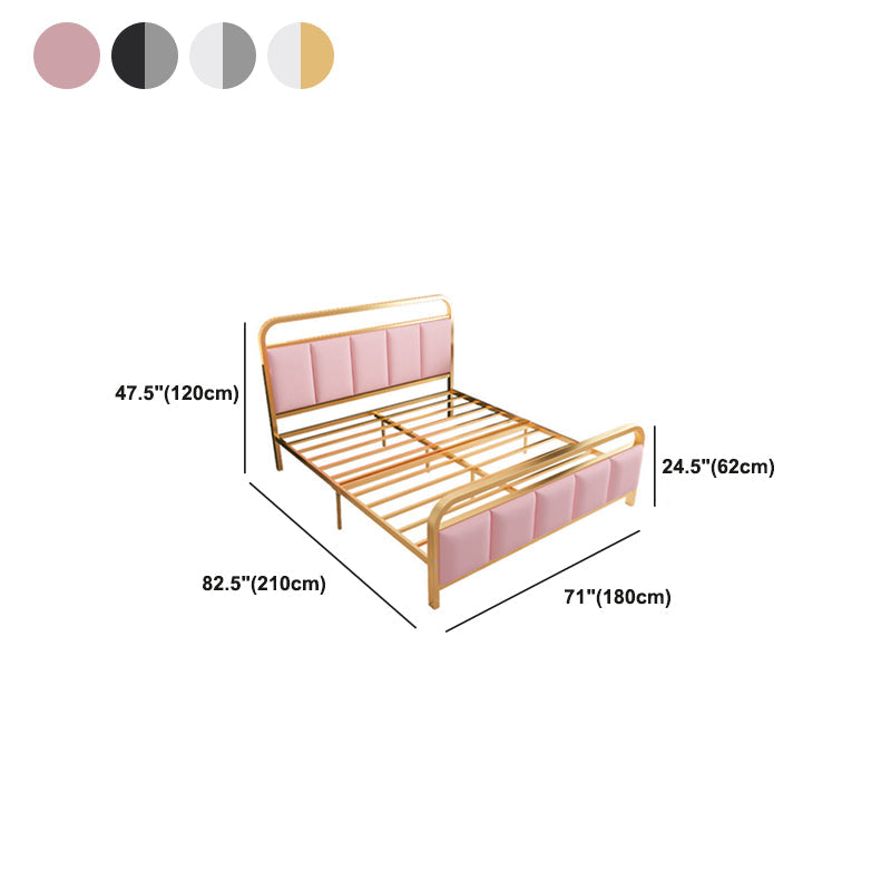 Letto imbottito in pelle in metallo glam con testiera e pedana