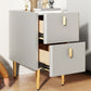 Glam Glam Rectangular Stone Top Night Table Table Cuir de 2 Drawer Tablette de nuit avec 4 jambes