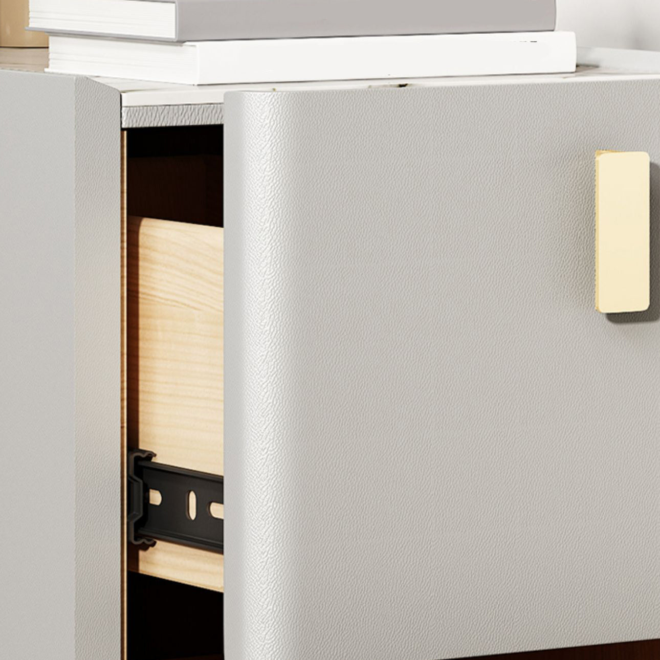 Glam Glam Rectangular Stone Top Night Table Table Cuir de 2 Drawer Tablette de nuit avec 4 jambes