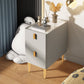 Glam Glam Rectangular Stone Top Night Table Table Cuir de 2 Drawer Tablette de nuit avec 4 jambes