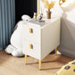 Glam Glam Rectangular Stone Top Night Table Table Cuir de 2 Drawer Tablette de nuit avec 4 jambes