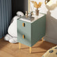 Glam Glam Rectangular Stone Top Night Table Table Cuir de 2 Drawer Tablette de nuit avec 4 jambes