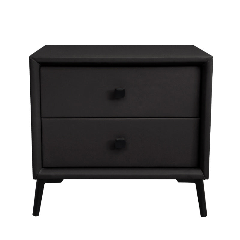 Leather Top Nightstand with 4 Legs Glam Night Table with Drawer Black Clearhalo 'Bedroom Furniture' 'furn' 'furn_night_stand' 'Furniture' 'night_stand' 'Nightstands' 5489755