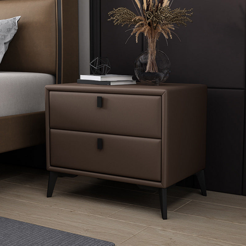 Leather Top Nightstand with 4 Legs Glam Night Table with Drawer Clearhalo 'Bedroom Furniture' 'furn' 'furn_night_stand' 'Furniture' 'night_stand' 'Nightstands' 5489758