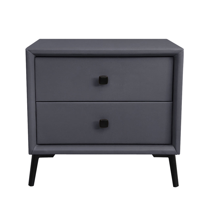 Leather Top Nightstand with 4 Legs Glam Night Table with Drawer Dark Gray Clearhalo 'Bedroom Furniture' 'furn' 'furn_night_stand' 'Furniture' 'night_stand' 'Nightstands' 5489759