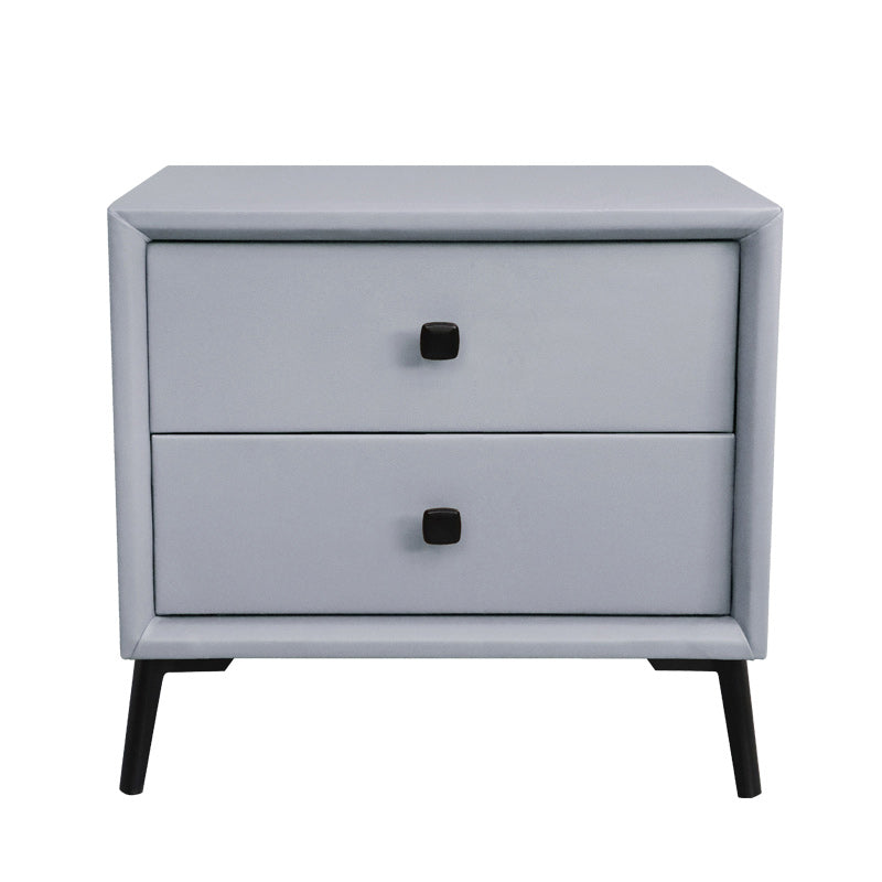 Leather Top Nightstand with 4 Legs Glam Night Table with Drawer Light Gray Clearhalo 'Bedroom Furniture' 'furn' 'furn_night_stand' 'Furniture' 'night_stand' 'Nightstands' 5489760