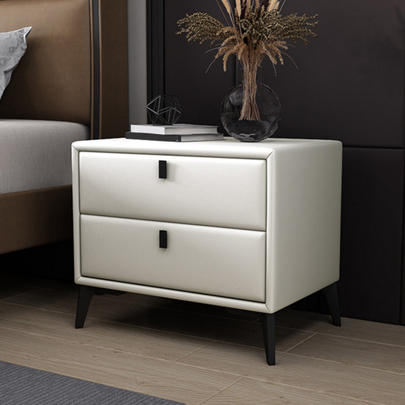 Leather Top Nightstand with 4 Legs Glam Night Table with Drawer Clearhalo 'Bedroom Furniture' 'furn' 'furn_night_stand' 'Furniture' 'night_stand' 'Nightstands' 5489761