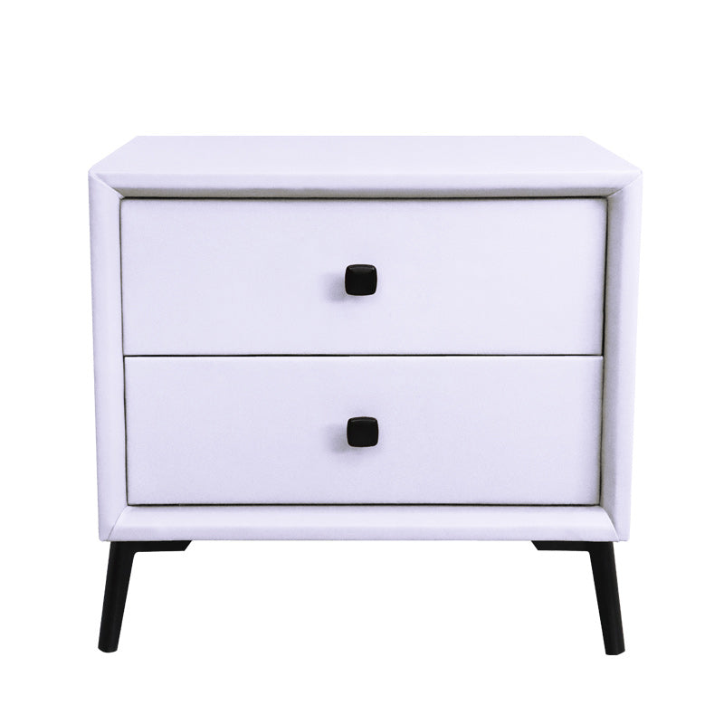 Leather Top Nightstand with 4 Legs Glam Night Table with Drawer White Clearhalo 'Bedroom Furniture' 'furn' 'furn_night_stand' 'Furniture' 'night_stand' 'Nightstands' 5489762
